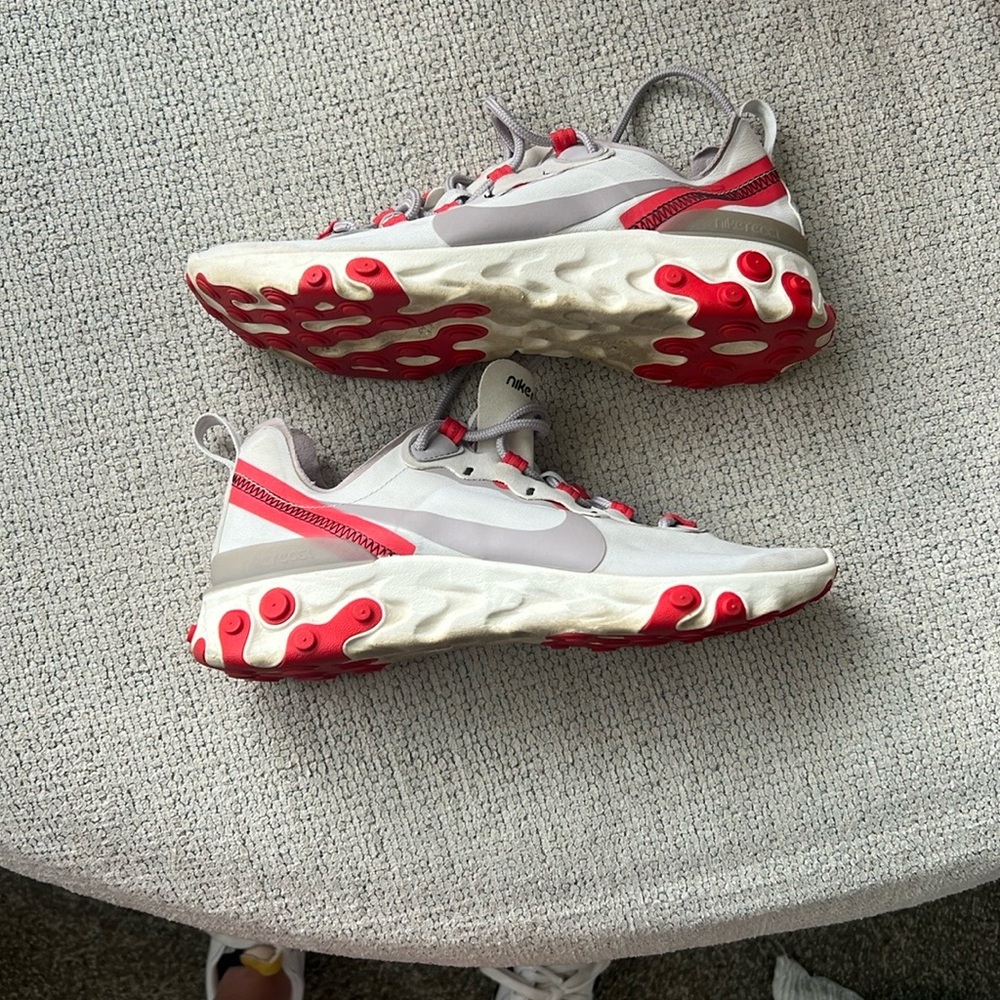Nike Red and Gray Sneakers with React Foam Midsole